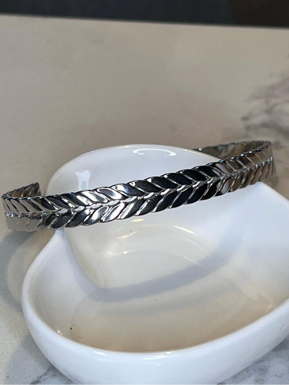Plunder Silver tone Braided Cuff Bracelet